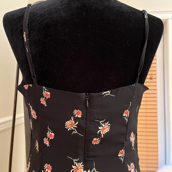 Midi length black dress with small red floral pattern by BB Dakota. - Picture 4 of 5
